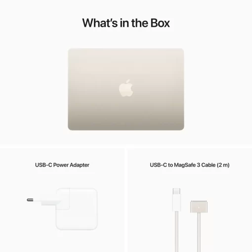 MacBook Air 13-inch M2 Chip 512gb + 8gb Starlight (MLY23) Box Contents